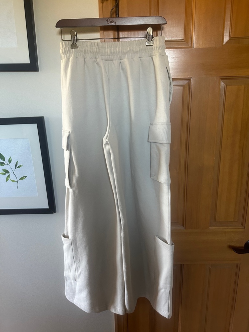 Zara Cream Wide-Leg Cargo Pants NWT